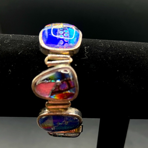 Sterling Silver Bracelet with Multicolored Stones - Picture 2 of 7